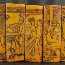 Нежные китайские старые ручная роспись архаизмы смолы люди делают любовь Скручивающиеся картины