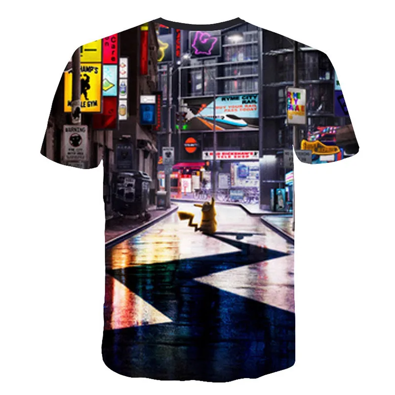 Новинка года; футболка с 3d принтом «Покемон» с детективом Пикачу Детская летняя одежда футболки для мальчиков уличная одежда в стиле хип-хоп для девочек