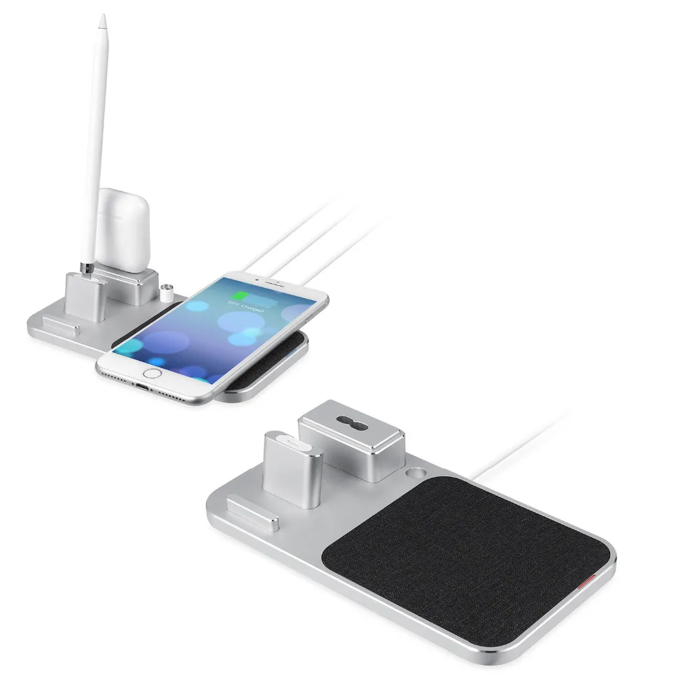 

HFES 4 in 1 10W Fast Wireless Charger Stand Compatible with iPhone x, Apple Pencil Charging Dock AirPods