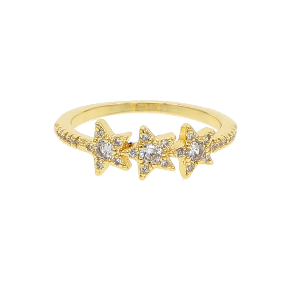 

women's Gold color Star Crystal Finger Ring Bohemian micro pave star Rings Women Jewelry Accessories