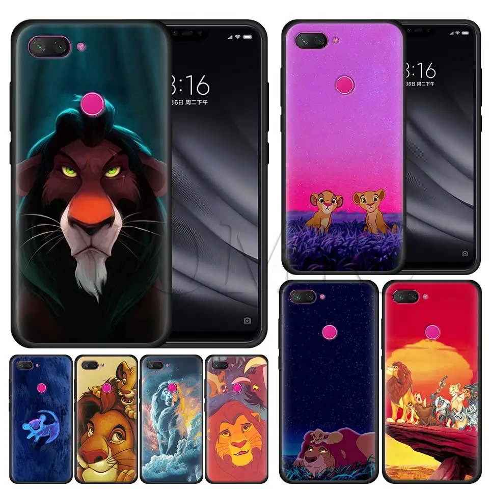 

Silicone Case for Xiaomi 8 A2 Lite A1 5X 6X poco F1 Play Redmi K20 Pro Note 7 6 Black Case Cover The Lion King