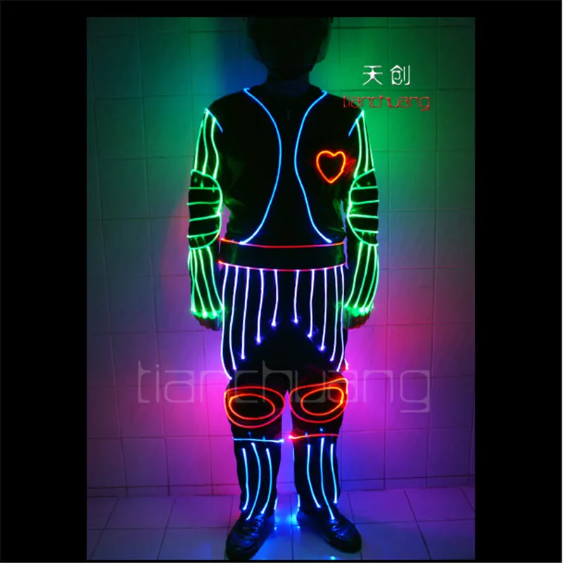 

TC-40 Programmable lumious led dance clothes ballroom led costumes light RGB full color bar robot cloth men led cloth wear stage