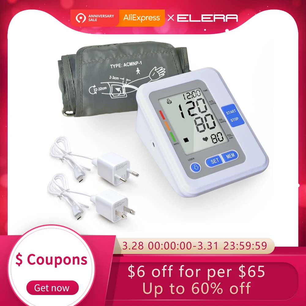 

NEW Portable Blood pressure meter Digital Blood Pressure Monitor Upper Arm Tonometer Sphygmomanometer Tensiometro with Voice