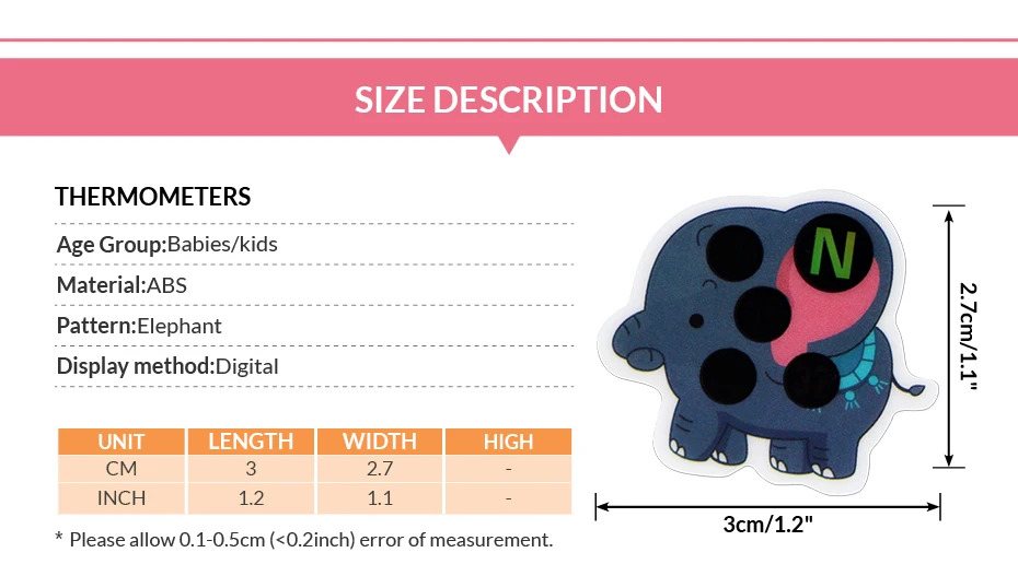 4 шт./партия ЖК-цифровая наклейка на лоб Детский термометр слон мультфильм многоразовый медицинский термометр для детей