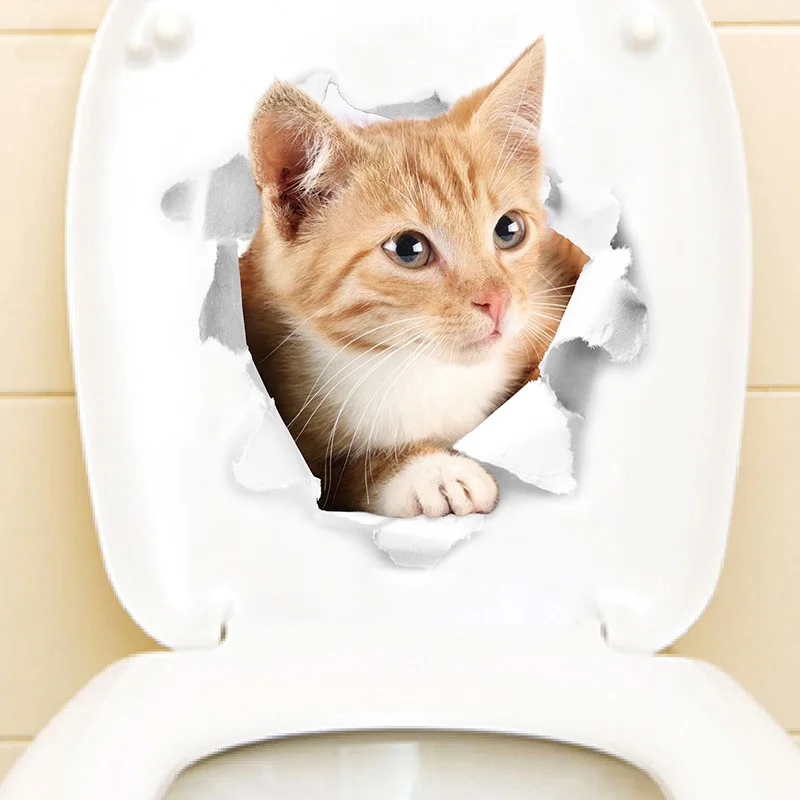 Мультяшные животные 3d наклейки для туалета s на сиденье для унитаза милые кошки ПВХ наклейки на стену ванная комната холодильник дверь Декор наклейки s наклейки - Цвет: 08