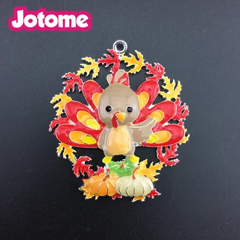 

In stock Thanksgiving Turkey jewelry firebird phoenix pendant bird Necklace antique enamel flamingo Charm decoration