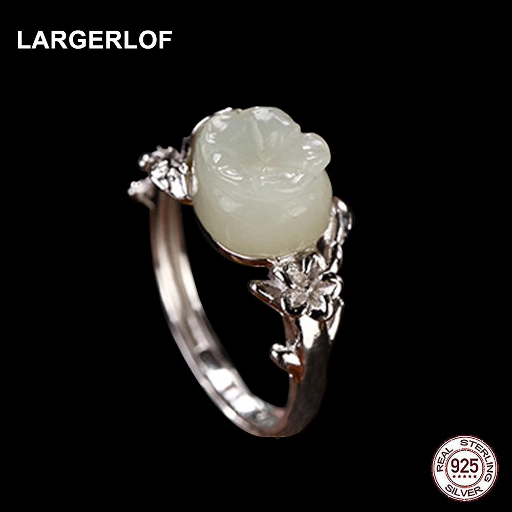 

LARGERLOF Real 925 Silver Jewelry Natural Jewelry Ring Handmade Fine Jewelry Vintage Rings JZ3055
