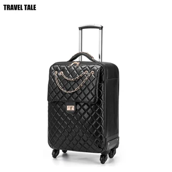 

TRAVEL TALE Women spinner leather suitcases and travel luggage trolley bag 24 for ladies