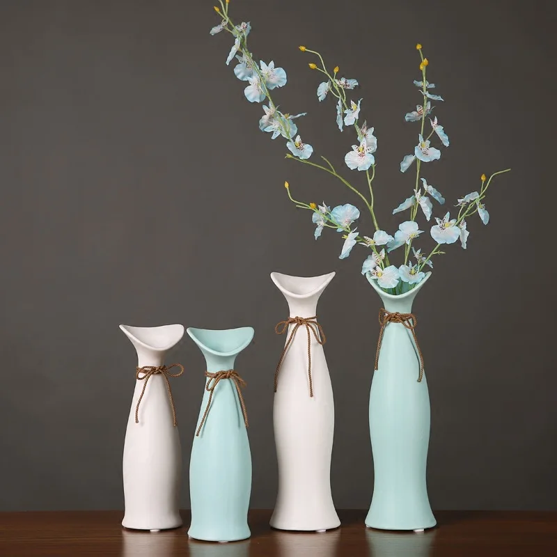 

Modern Living Room New Year Decor Craft Dry Flower Water Plant Vase Ceramic Desktop Flower Vases For Decoration Figurines Craft