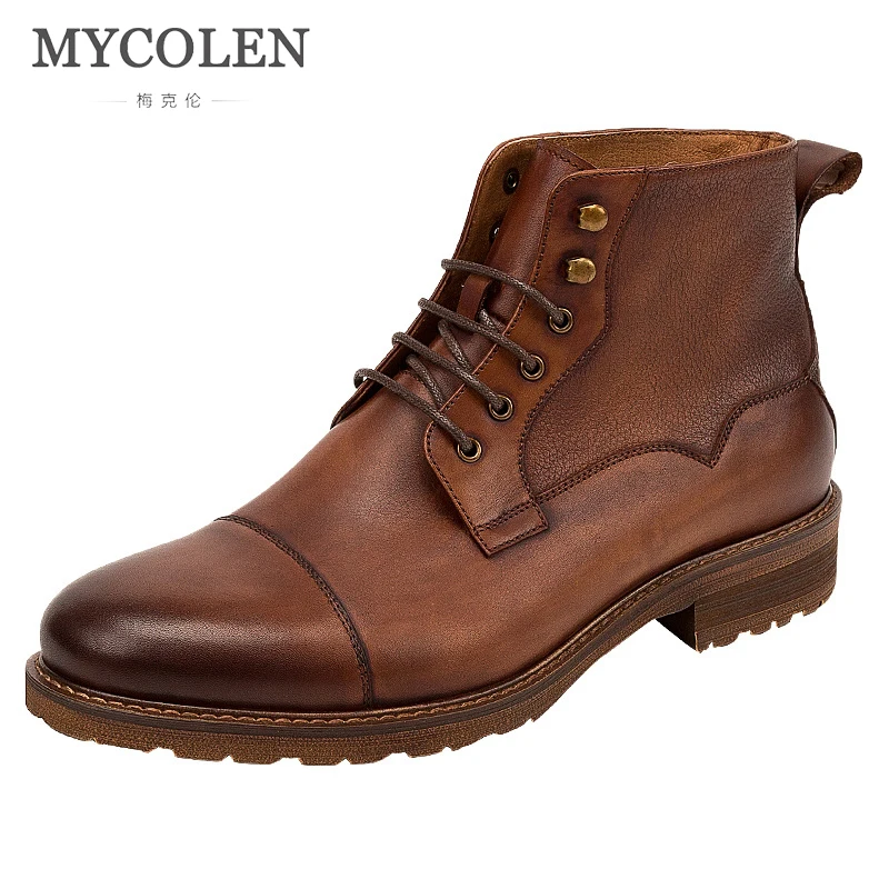 

MYCOLEN Autumn Winter Men Boots Brand Designer Vintage Style Men Shoes Casual Fashion High Quality Lace-Up Sapato Masculino