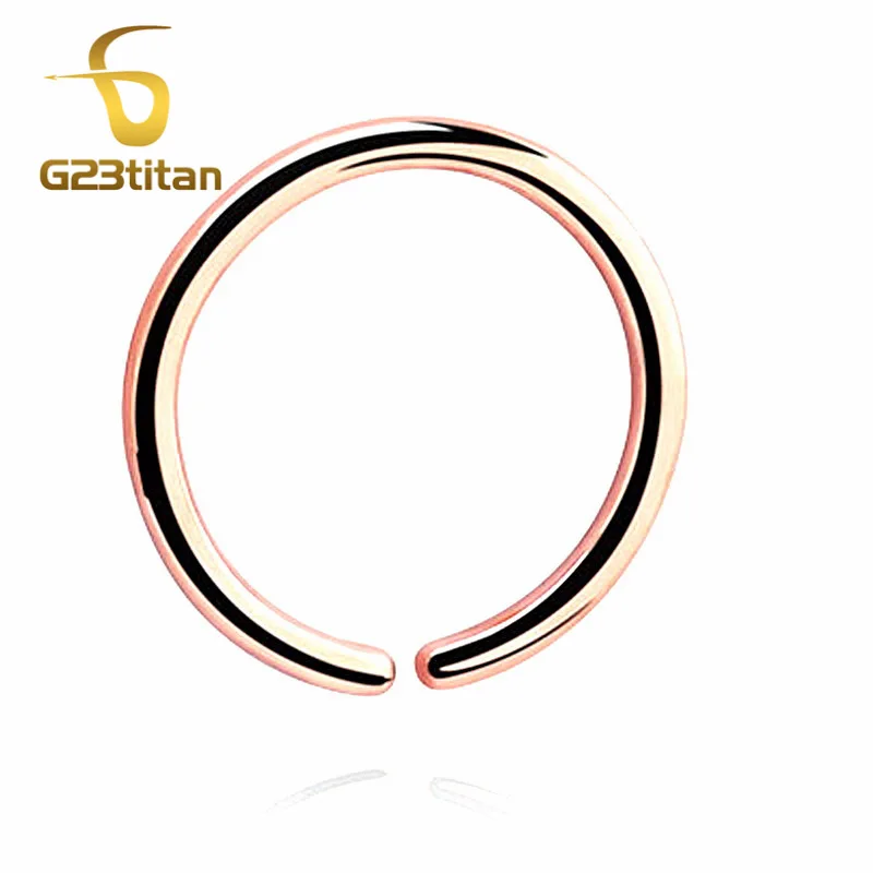 G23titan G23 Titanium Rose Warna Emas Palsu Hidung Hidung Aksesori Badan Popular Piercing Round Cincin