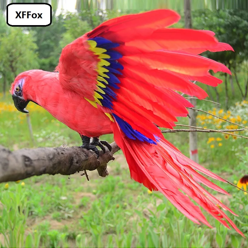 red simulation parrot model plastic&furs wings bird doll