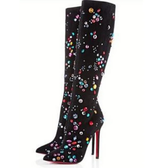 swarovski crystal thigh high boots