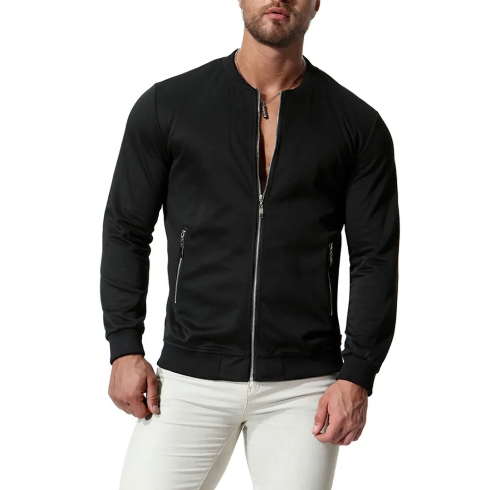 

2019 Spring Men's Zipper Jackets Male Casual Hop Slim Fit Pilot Coat Men Clothing bomber jacket mens jackets and coats