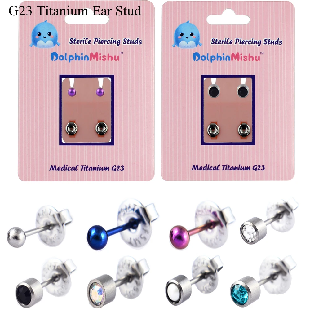 

2pcs G23 Titanium Ear Stud Earrings Helix Tragus Cartilage Piercing With Birthstone CZ Gem, Pearl Ear Stud Body Jewelry