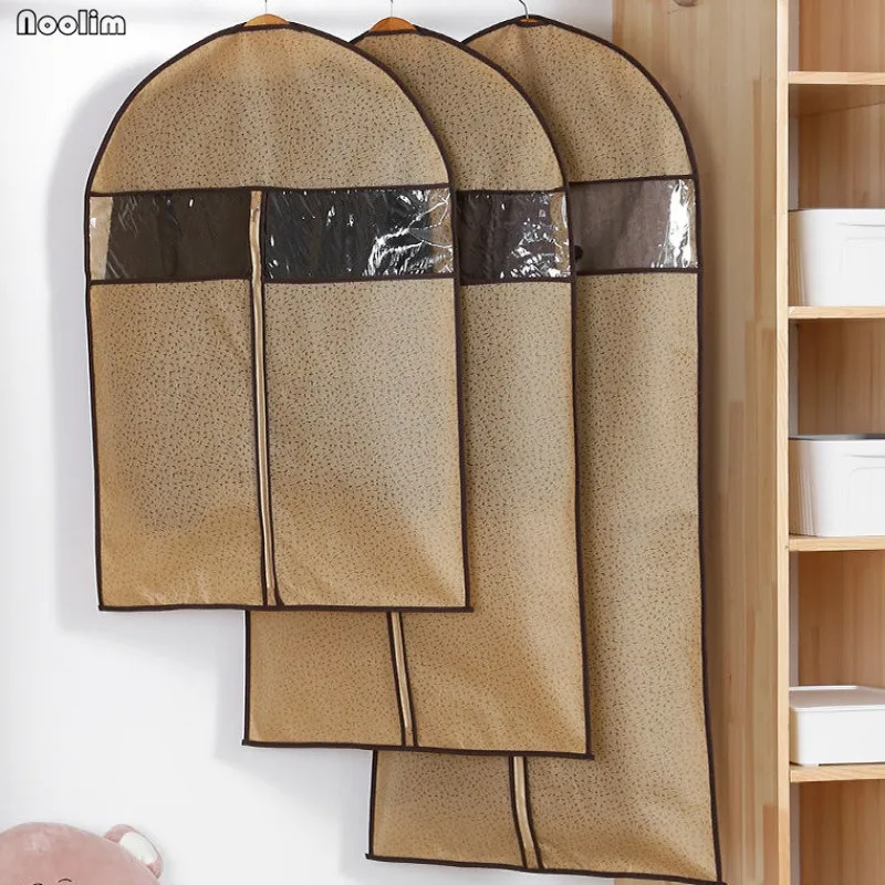 

Non-woven Fabric Dust Cover Embossed Hanging Organizer with Zipper for Clothes Household Transparent Thick Coat Storage Bag