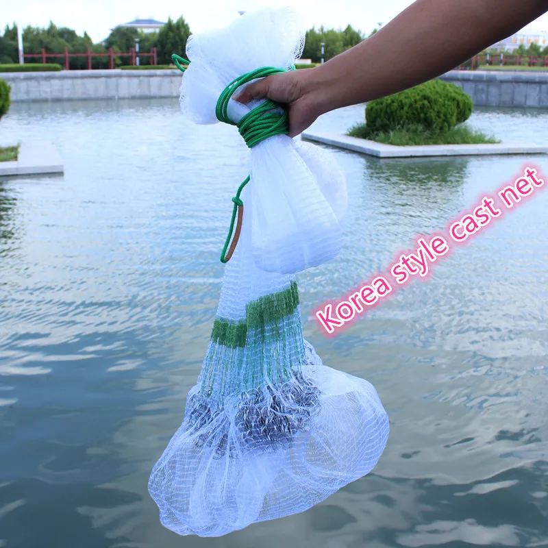 High quality diameter 3.5m/4m/4.5m Korean style cast net fishing nets hand throw net round net rede de pesca High quality diameter 3.5m/4m/4.5m Korean style cast net fishing nets hand throw net round net rede de pesca