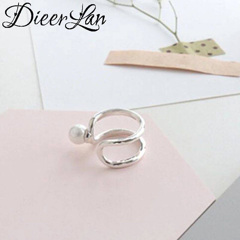

New Arrival 925 Sterling Silver Imitation Pearl Rings for Women Jewelry Fashion Open Adjustable Finger Ring Free Shipping