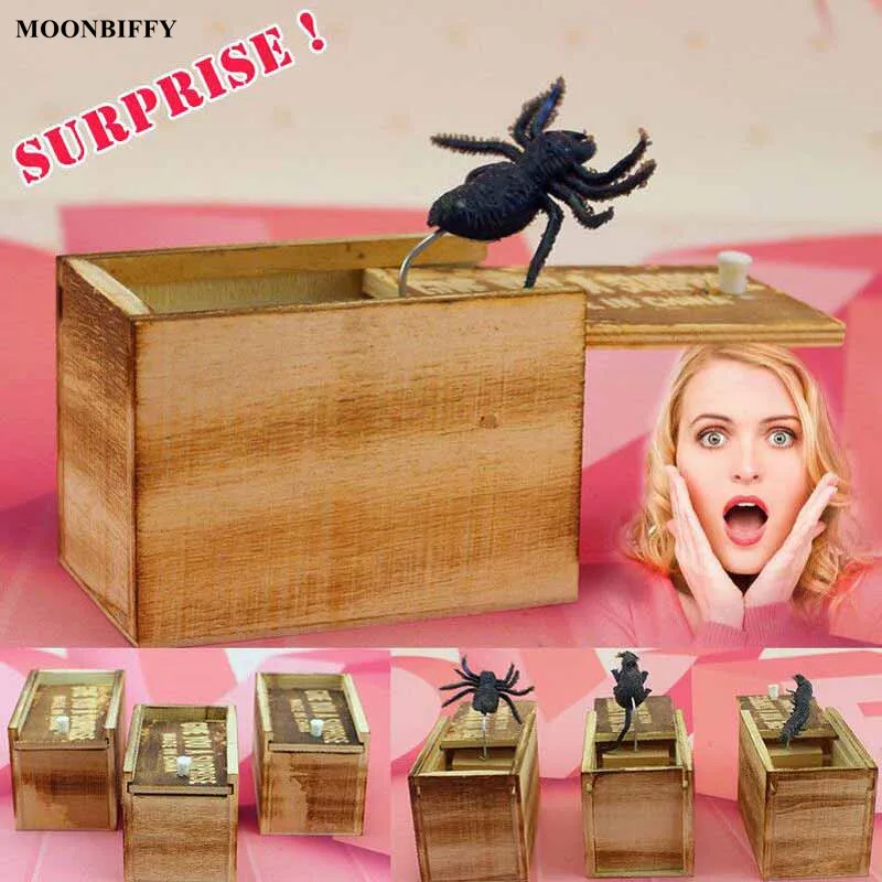 

Wooden Prank Spider Scare Box Hidden in Case Trick Play Joke Horror Gag Toys Dropshipping