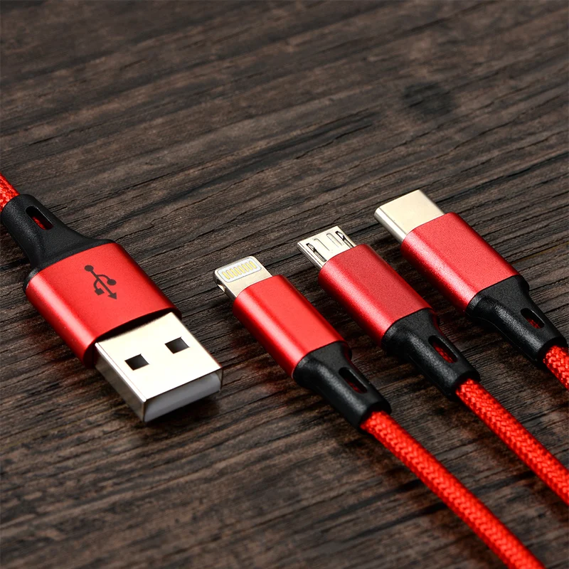 

3in1 Micro USB Type C Cable for Samsung Galaxy S9 S8 Plus USB Cable for iPhone 8 7 Fast Charging Cable for Oneplus 6 Xiaomi