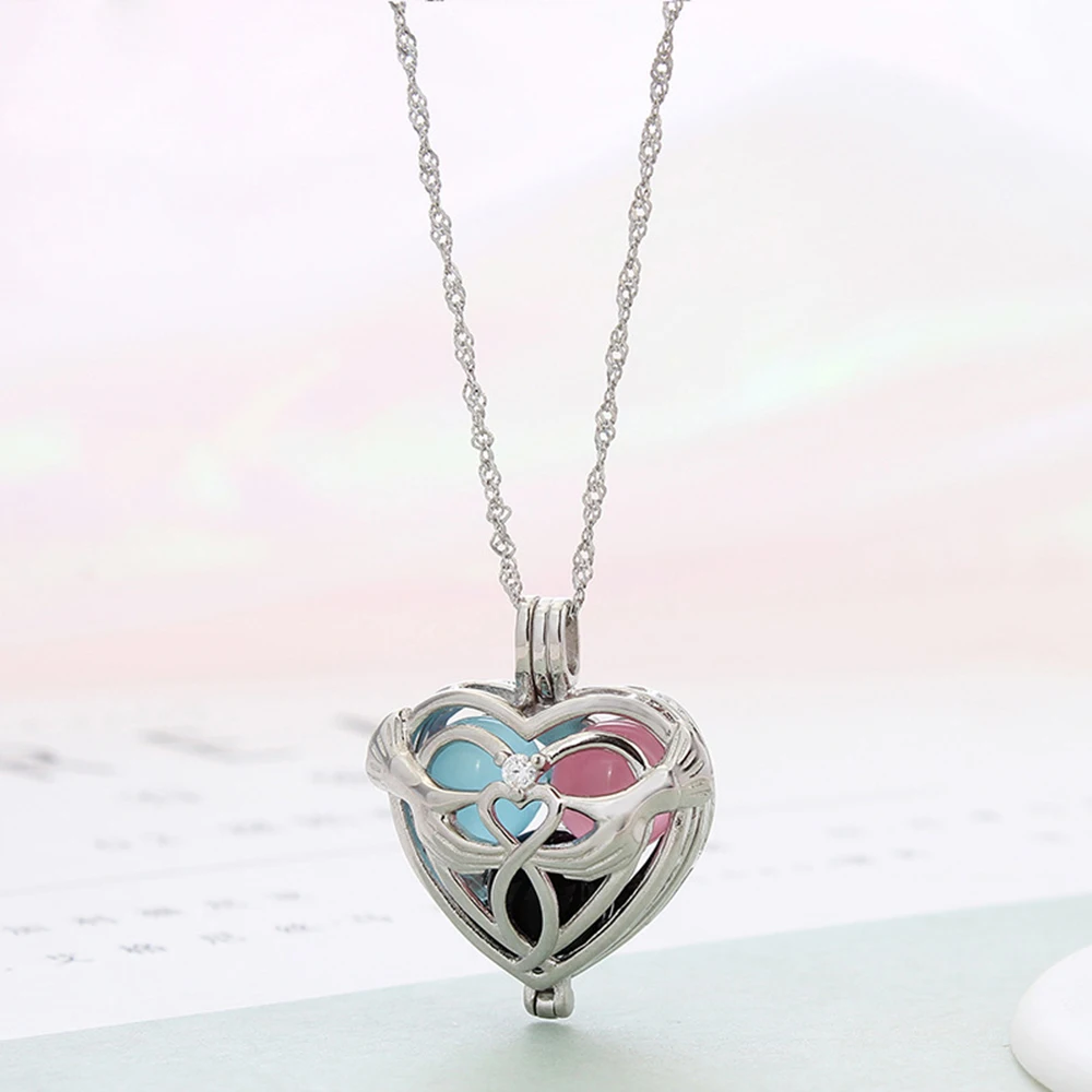 

Mother's Day Gift Silver 925 Love Heart Shape Pearl Cage Pendant Woman Oyster Pearl Pendant Cage Without Pearl & Chain 1Pcs