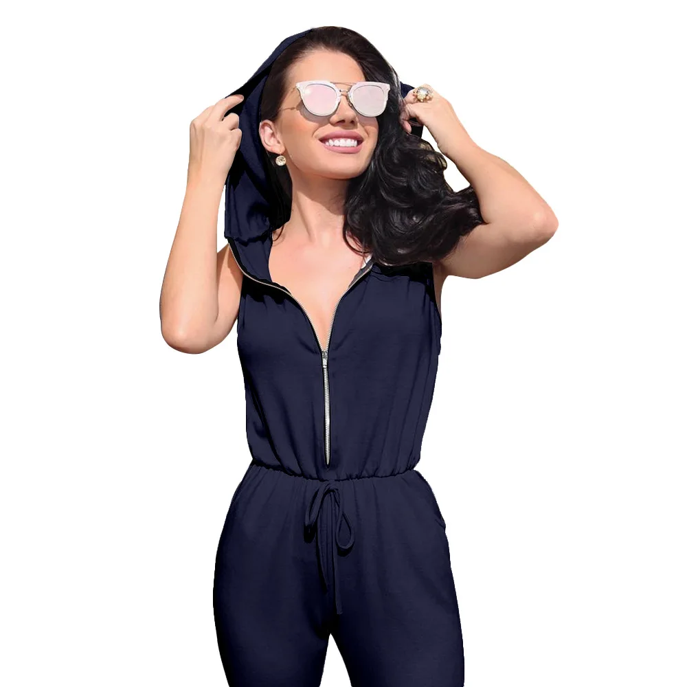 8 Color Hoodies Women Front Zip Jumpsuit Casual Women Sexy Bodycon