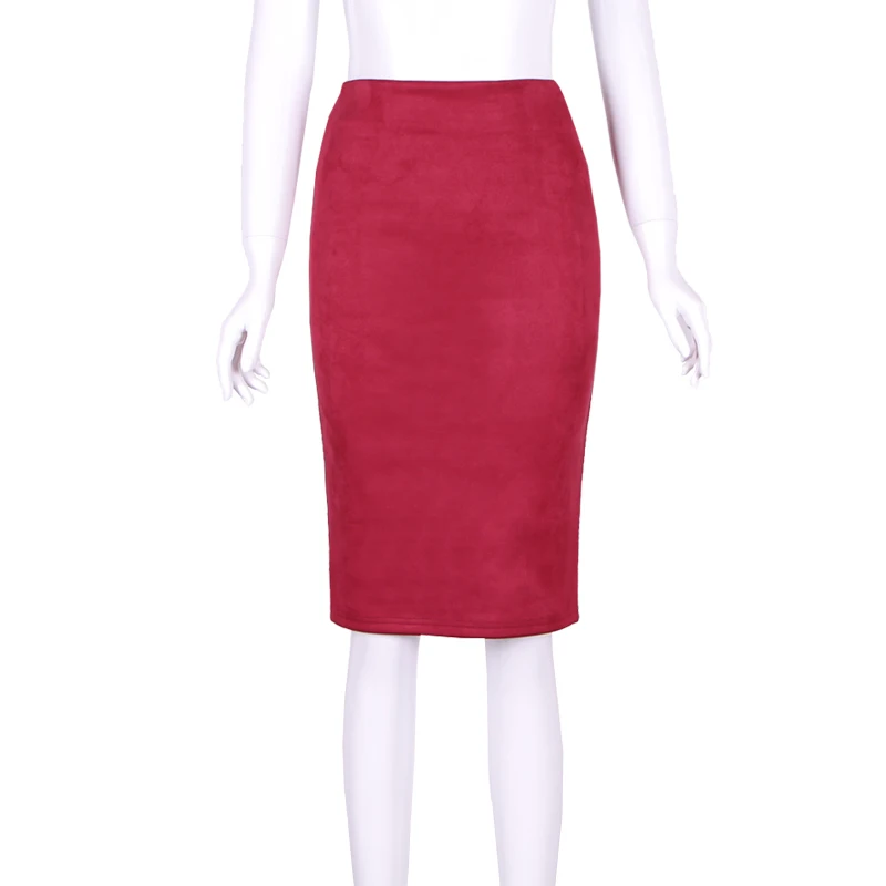 10 цветов, Размеры s m l xl,, женская зимняя однотонная замшевая юбка-карандаш средней длины, посылка, осенне-зимняя облегающая женская юбка