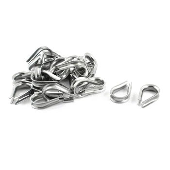 

KSOL Stainless Steel 6mm Wire Rope Cable Thimbles Silver Tone 25Pcs