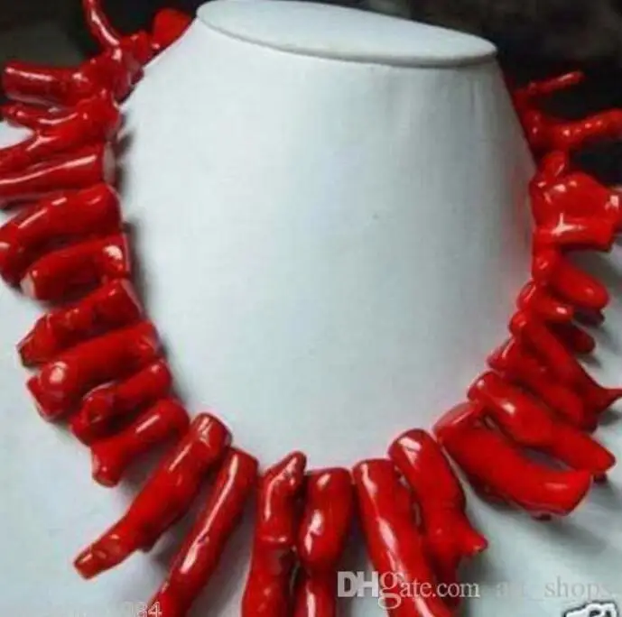

Beauteous jewelry red coral Branches necklace 18