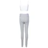 Women Gymwear Kylie Jenner Sexy Crop Top 2 Piece Legging Bare Midriff Spaghetti Strap Fitting Tights Outwear Bodycon Pants Set 3