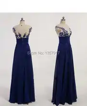 Neue Ankunft Durchsichtig Kappen-hülsen Pailletten Spitze Marineblau Lange Prom Kleider Formale Abendkleider Tarik Ediz
