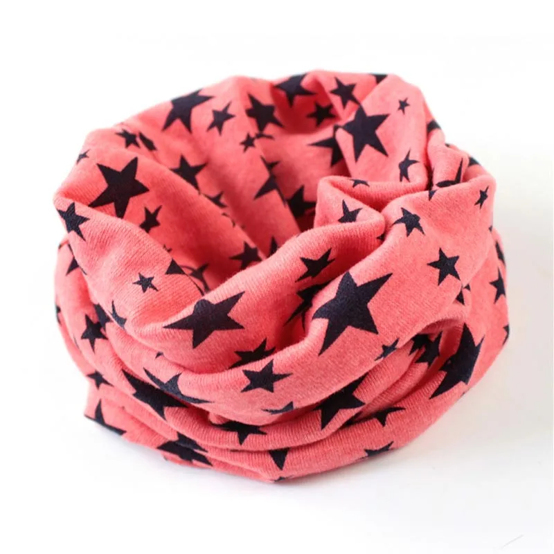 Брендовый весенний шарф, Детский Эластичный шарф с принтом звезды, шарф с кольцом, мужской теплый шарф, повседневные шарфы для детей 1-4 лет - Цвет: rose