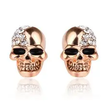 Шпильки старый череп и череп полный уха ногтей личности женские украшения, серьги драгоценный камень/Коралл/опал марказит