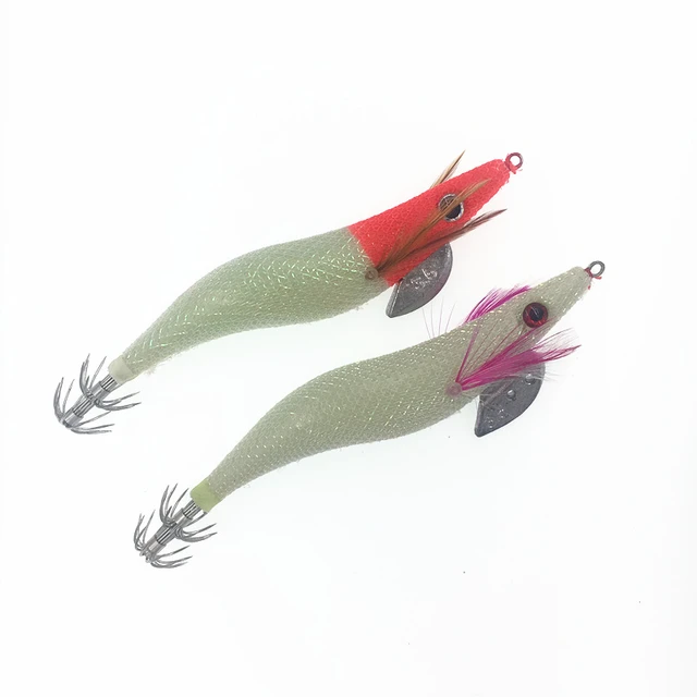 10Pcs Wood Shrimp Fishing Lure 3.5# Squid Jig 13.5cm 21g Prawn Tackle  Artificial Bait Squid Hook - AliExpress