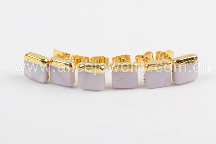 BOROSA золото Цвет 7 мм площади натуральный белый оболочки серьги для Для женщин, мода Druzy Стад Серьги G1363