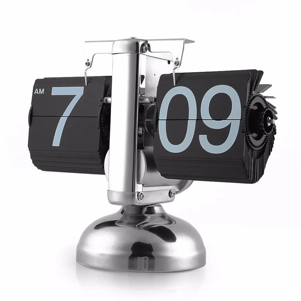 

2017 Antique Style Auto Flip Digital Alarm Clock Reloj Despertador Vintage Modern Scale Metal Office Desk Clock Home Decor
