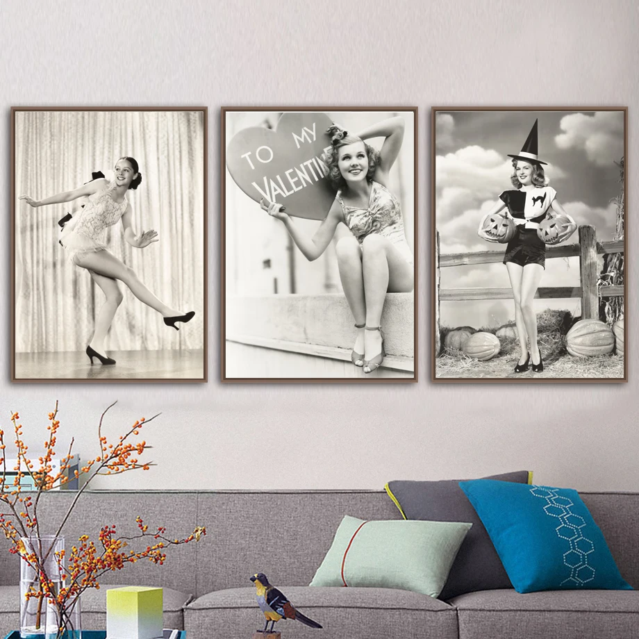 

Vintage Sexy Model Woman Nordic Posters And Print Wall Art Canvas Painting Wall Pictures For Living Room Girl Bedroom Home Decor