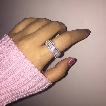 

Luxury Rotatable Jewelry 925 Sterling Silver ring Micro Pave 5A zircon Stone Engagement Wedding band Rings for women men Gift