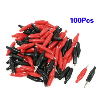 

100 Pcs Croc Clip for Test Leads Black / Red Crocodile Clips S UK