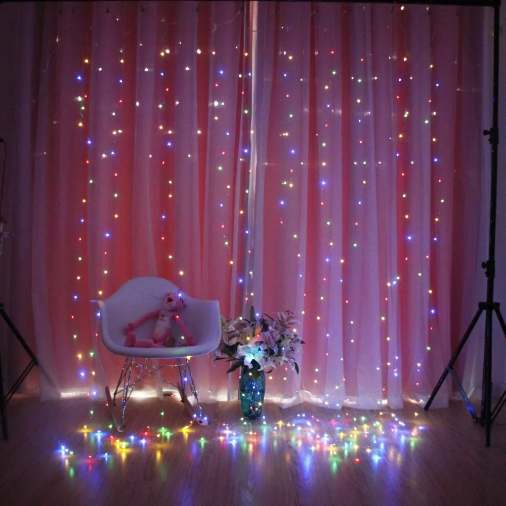 

300LED Star Curtain Lights with Remote Decorative Copper Wire Window Icicle String Lights for Indoor Outdoor Christmas Holiday