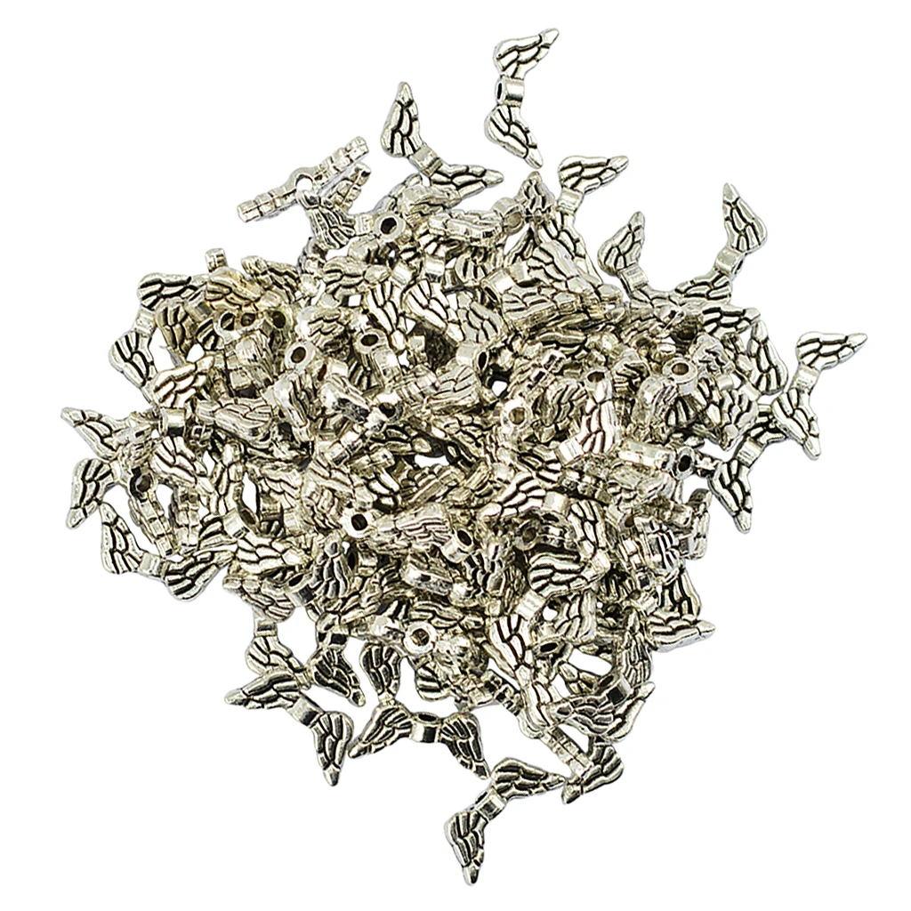 100pcs Angel Wings Shape Charms Pendants for Jewelry Making Crafts 14mm