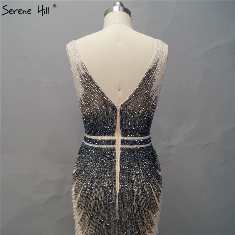Роскошные без рукавов с v-образным вырезом сексуальные вечерние платья Дубай дизайн Бисероплетение вечерних платьев Serene Хилл LA60743