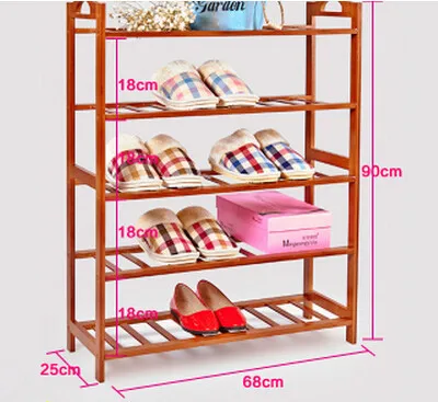 Простой небольшой стеллаж для обуви, Бамбуковая многослойная полка для хранения обуви