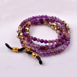 Природа Фиолетовый Агат очки шнур ручной работы Защита от солнца Очки чтения Очки веревка ремень держатель высокое качество