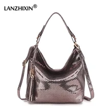 Известный дизайнер, кожаные женские сумки, Змеиный узор, кисточка, сумка на плечо, большая сумка, женские ручные сумки, сумки через плечо для женщин