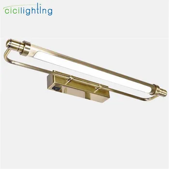 

L53cm 70cm Europe Style Vintage Switch LED front Mirror light Dark Bronze Chrome Rustic Brown Bathroom vanity wall lamp lighting