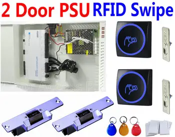 

2 Door/4 Readers Full PSU Power Box Access Controller board Web server+TCP/IP Network Two Door Lock control+EM ID reader+Strike