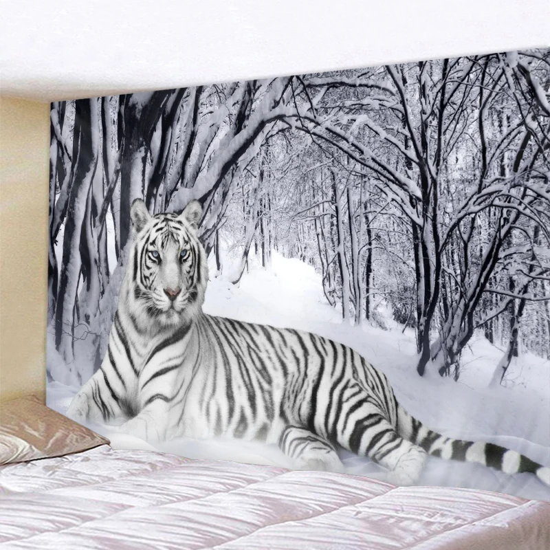 

Tiger In The Snow Tapestry Indian Mandala Tapestry Wall Hanging Tapestries Boho Bedroom Wall Rug Couch Blanket 6 Size