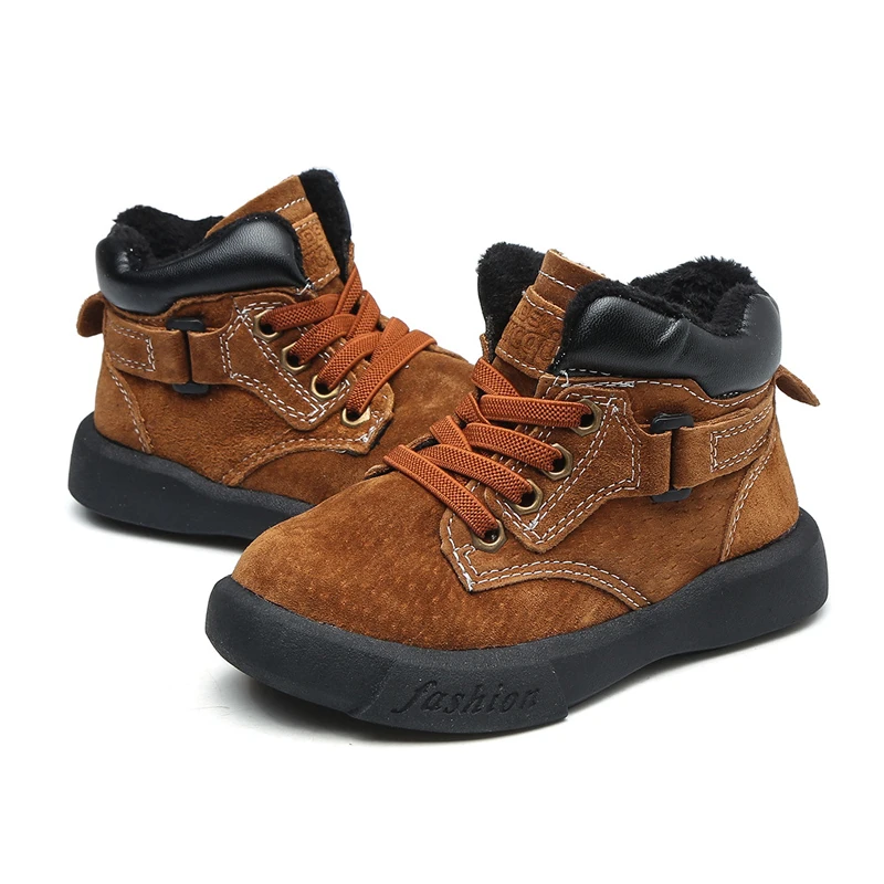 Детские кроссовки из натуральной кожи на плоской подошве|plush sneakers|kids ankle bootsboots boys |