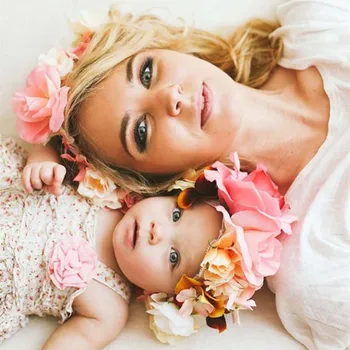 

Mom Baby Matching Headband 100% Handmade Big Flower Hair Band Mother Daugther Photograph Headwear Baby Hair Accessories H0243